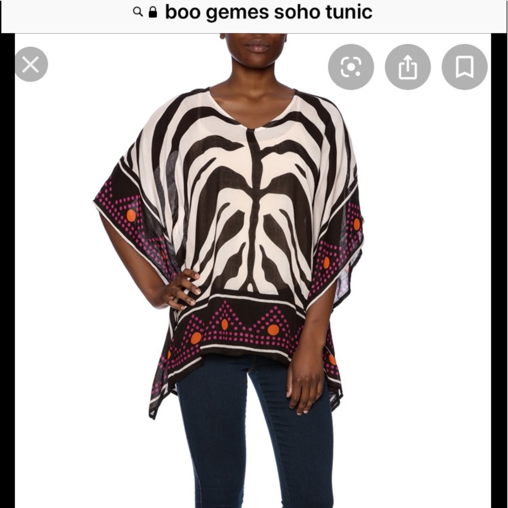 BOO GEMES sz S Soho tunic Abstract brown/cream NWT